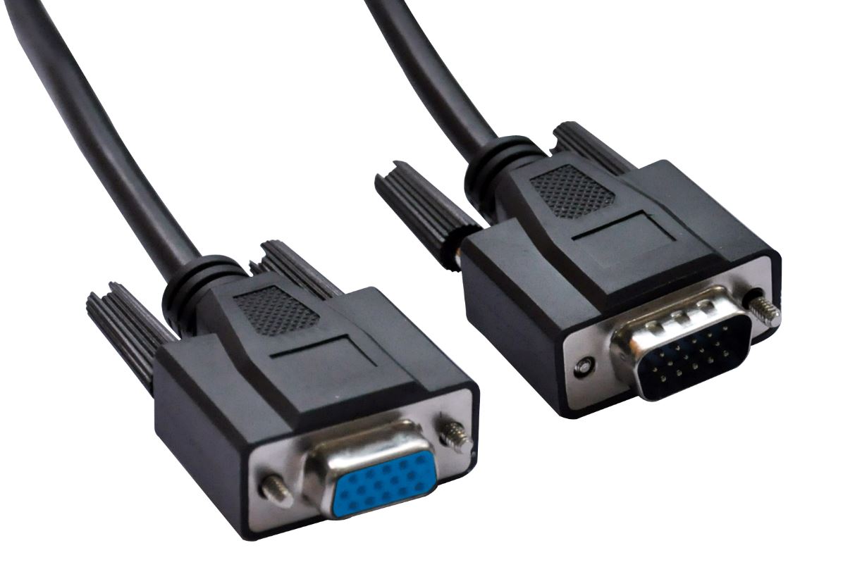Astrotek 3m VGA Extension Cable 15-Pin Male to Female - Molded PVC, Supports 1600x1200 Resolution, Fully Wired, Black