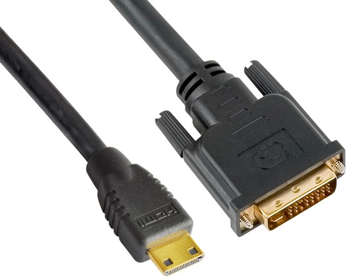 Astrotek 60cm Mini HDMI to DVI Cable - 19 Pins Male to 24+1 Pins Male, 30AWG Copper, Gold Plated, 1080p Support, Black PVC Jacket