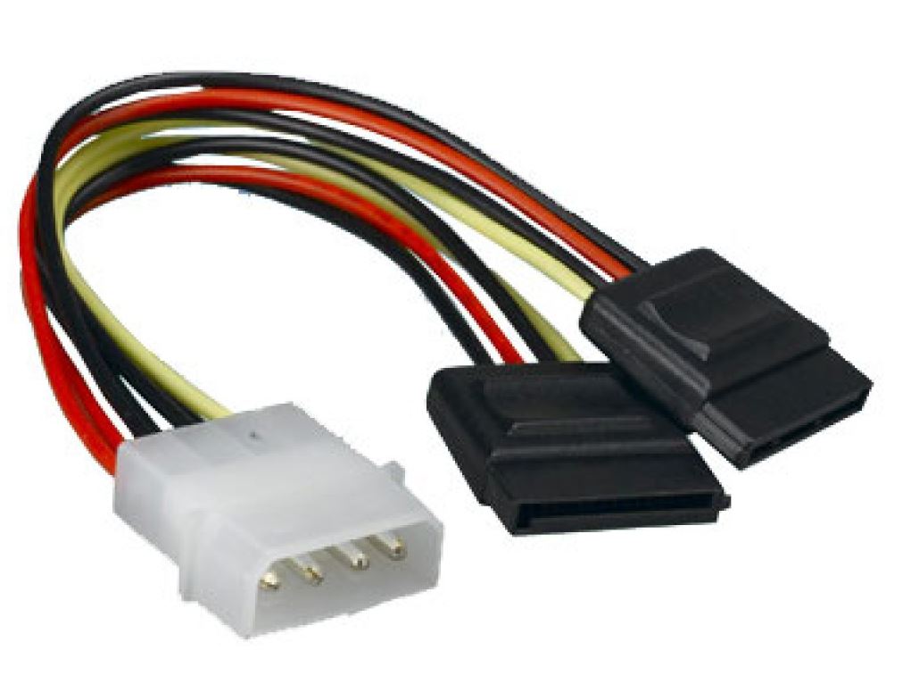 Astrotek AT-MOLEX-TO-SATAX2 Internal Power Adapter Cable - 1x 4-Pin Molex to 2x 15-Pin SATA Power Connectors, 18AWG, RoHS Compliant