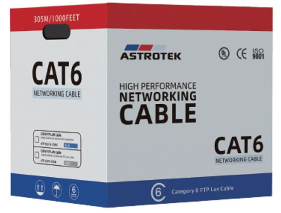 Astrotek CAT6 FTP Ethernet Cable 305m Roll - 23AWG Solid Copper, Shielded Twisted Pair, PVC Jacket, Grey White