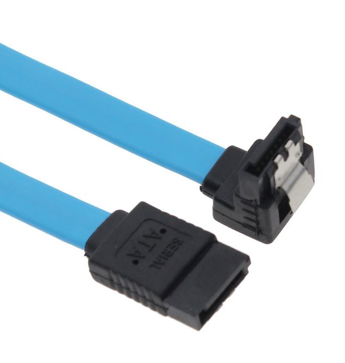Astrotek SATA 3.0 Data Cable 50cm Male to Male 180° to 90° with Metal Lock, 26AWG Blue LS - SATA III 6Gbps Compatible
