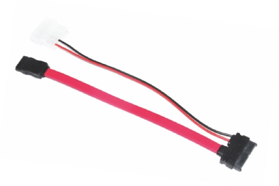 Astrotek Slim SATA Cable 30cm + 10cm 7+6 Pin to 7 Pin SATA Female & 4 Pin Molex Male Power Cable Red