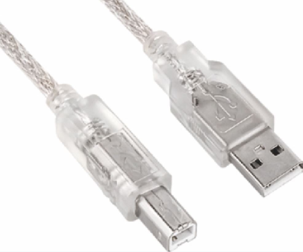Astrotek USB 2.0 Printer Cable 2m - Transparent Type A Male to Type B Male USB Cable for HP Canon Epson Brother Dell