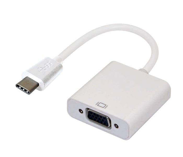 Astrotek USB-C to VGA Adapter Converter - Thunderbolt 3 Compatible, 1920x1200 Resolution, Male to Female, White