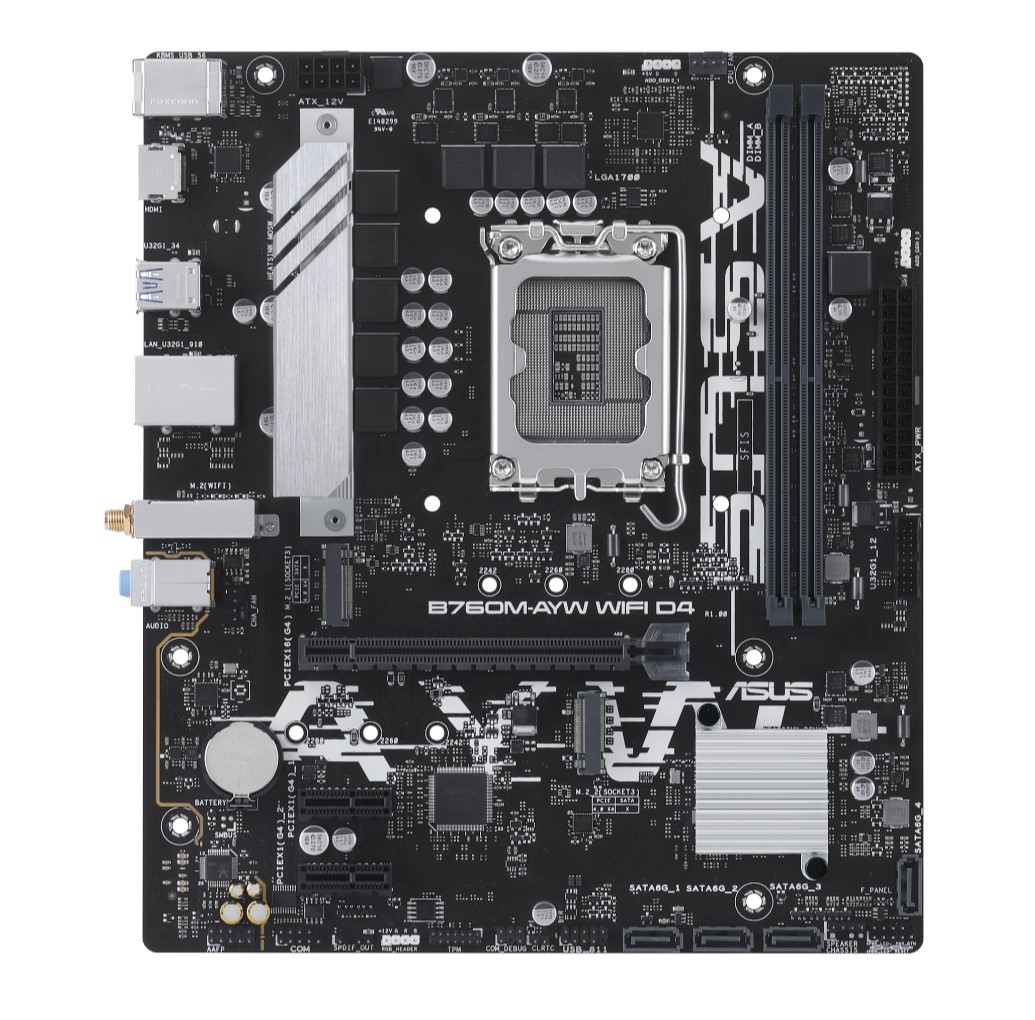 ASUS B760M-AYW WIFI D4 Intel LGA 1700 Micro-ATX Motherboard DDR4 64GB PCIe 4.0 M.2 WiFi 6 2.5Gb Ethernet