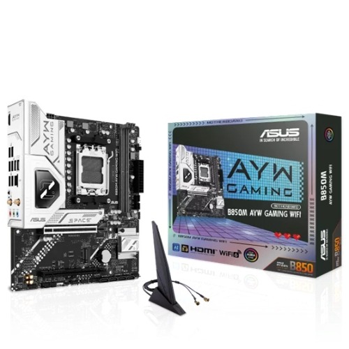 ASUS B850M AYW GAMING WIFI Micro-ATX AM5 Motherboard | 2x DDR5 DIMM 128GB, PCIe 5.0 x16, Dual M.2, Wi-Fi 6, 2.5GbE, USB 10Gbps, HDMI 2.1