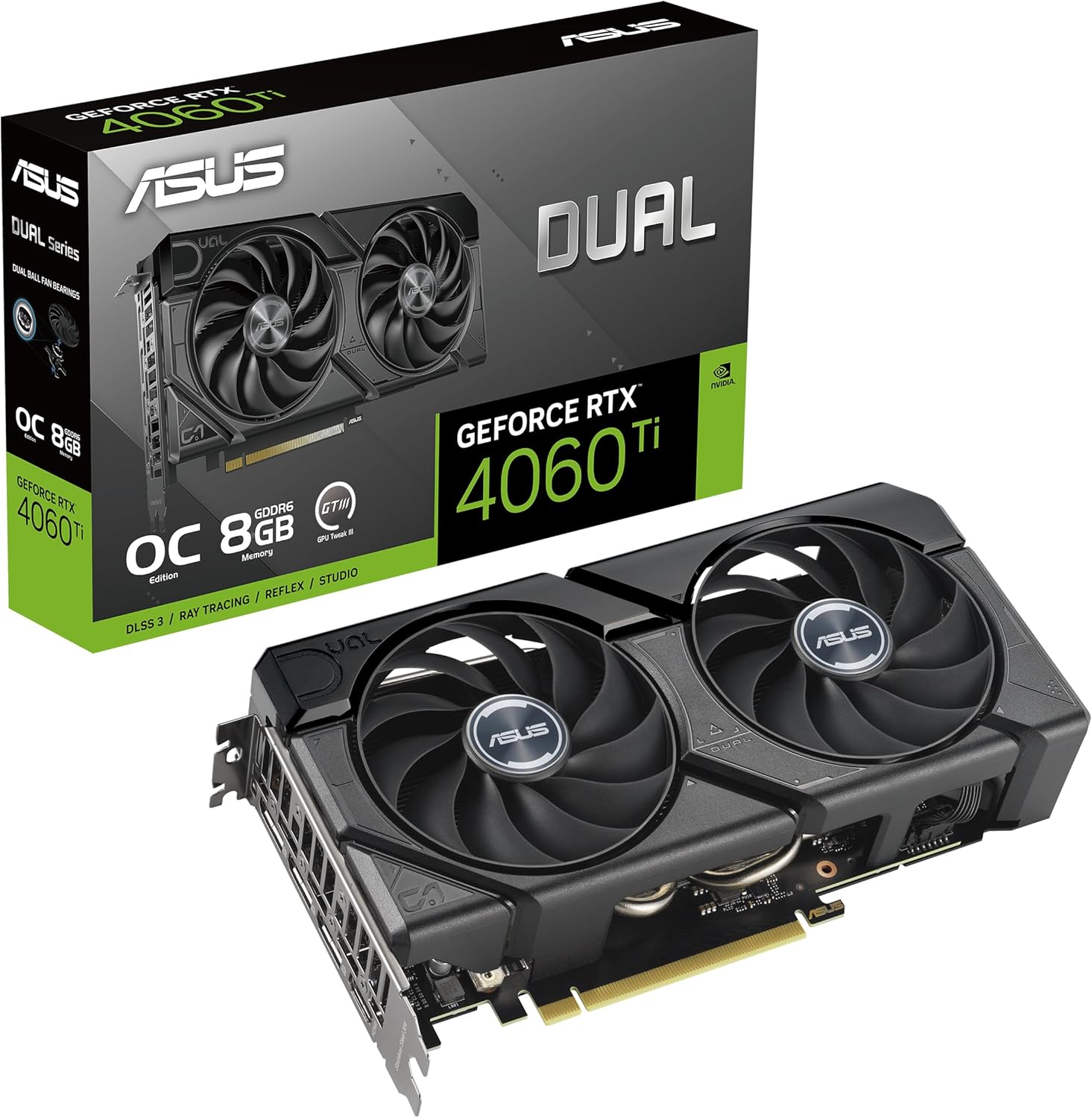 ASUS Dual GeForce RTX 4060 Ti EVO OC Edition 8GB GDDR6 Graphics Card with Axial-tech Fan Design & DLSS 3 Support