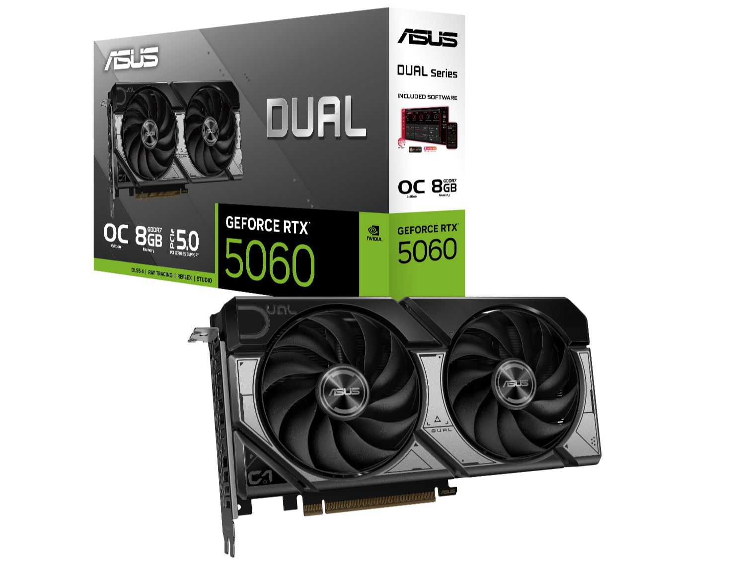 ASUS Dual GeForce RTX 5060 OC Edition 8GB GDDR7 28Gbps 2565MHz Boost Clock PCIe 5.0 Gaming Graphics Card 4K 7680x4320