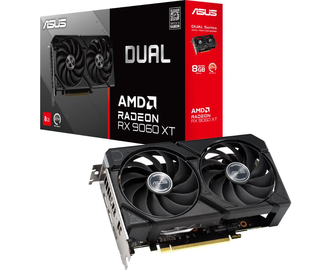 ASUS Dual Radeon RX 9060 XT 8GB GDDR6 20 Gbps 128-bit PCIe 5.0 Graphics Card with Dual Axial-Tech Fans & Dual BIOS