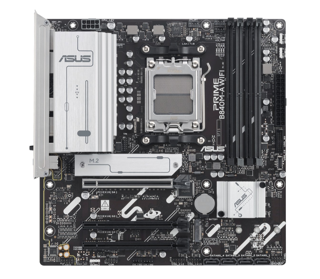 ASUS PRIME B840M-A WIFI-CSM AM5 Micro ATX Motherboard with DDR5 192GB, 3x M.2, Wi-Fi 6E, PCIe 4.0 x16, HDMI & DisplayPort