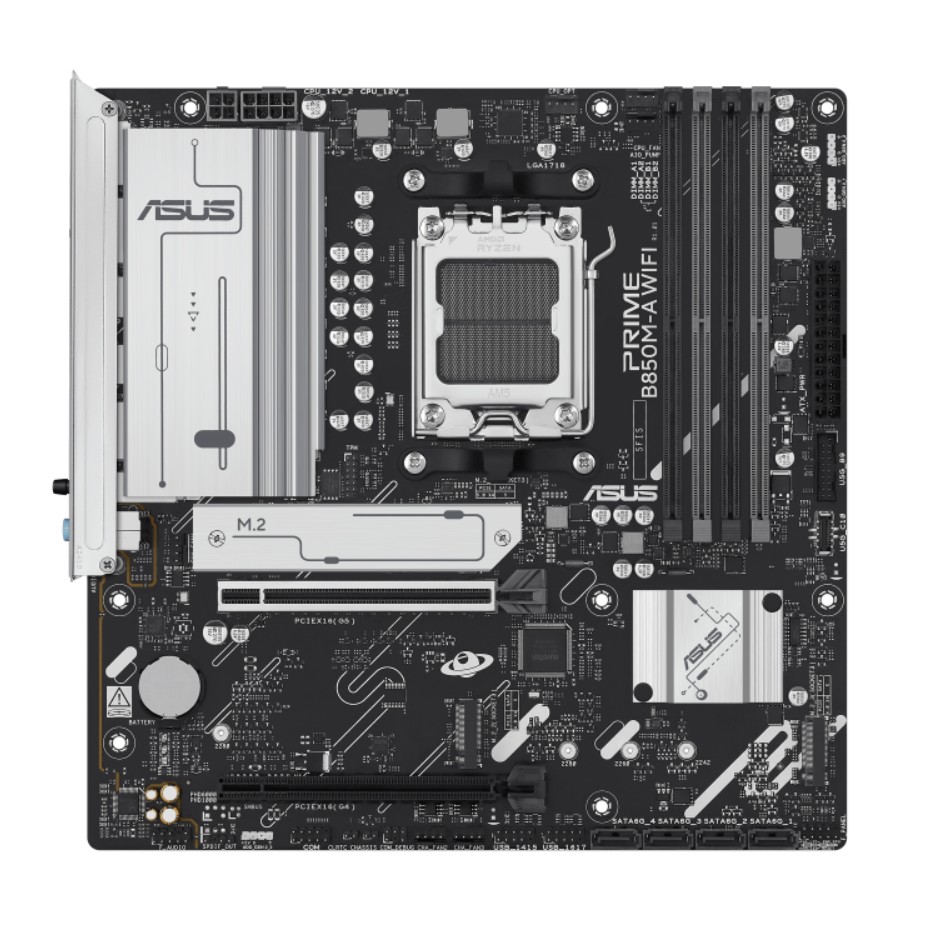 ASUS PRIME B850M-A WIFI-CSM AM5 DDR5 mATX Motherboard for AMD Ryzen 7000/8000/9000 Series with PCIe 5.0 x16, Wi-Fi 6E, 256GB Max RAM