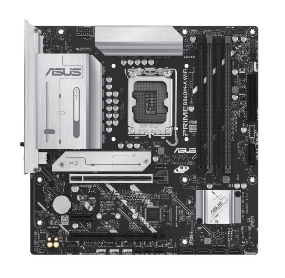 ASUS PRIME B860M-A WIFI-CSM Micro-ATX Motherboard for Intel LGA1851, DDR5 up to 256GB, PCIe 5.0, WiFi 6E, Dual M.2 Slots, 4 SATA Ports