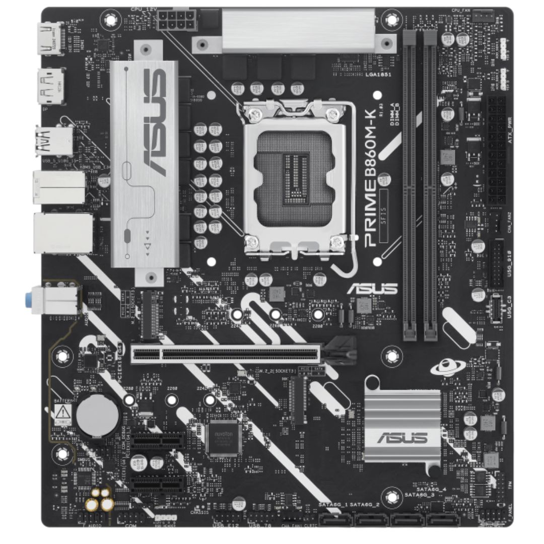 ASUS PRIME B860M-K-CSM Intel LGA1851 Motherboard DDR5 PCIe 4.0 Micro-ATX with Dual M.2, 2.5Gb Ethernet, DisplayPort & HDMI