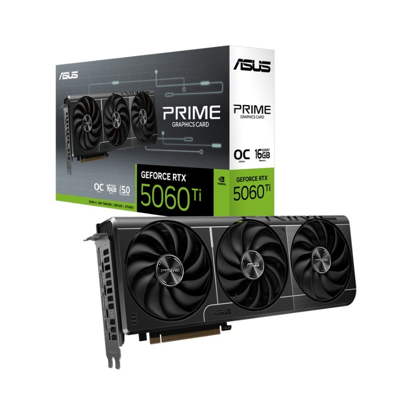 ASUS PRIME GeForce RTX 5060 Ti 16GB GDDR7 OC Edition 2617MHz Boost Clock, 28Gbps Memory, 4608 CUDA Cores, PCIe 5.0 Graphics Card