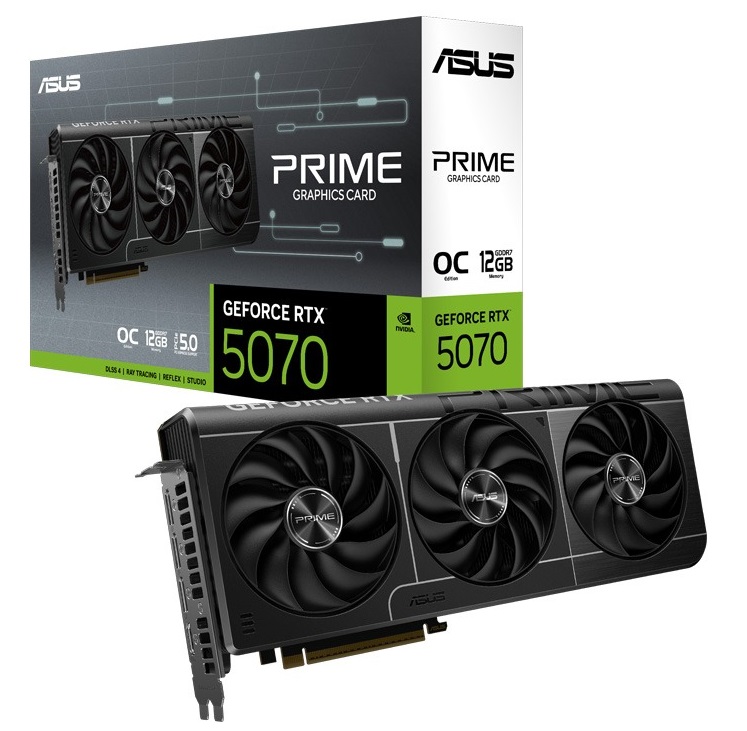 ASUS PRIME GeForce RTX 5070 OC Edition 12GB GDDR7 PCIe 5.0 Graphics Card - 2.5-Slot, Triple Axial-Tech Fans, Dual BIOS