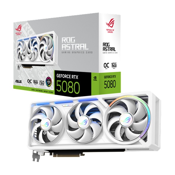 ASUS ROG Astral NVIDIA GeForce RTX 5080 16GB GDDR7 OC Edition GPU 2790 MHz Boost, PCIe 5.0, 30 Gbps Memory, 7680x4320 Max Resolution