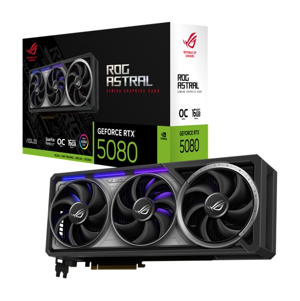 ASUS ROG Astral NVIDIA GeForce RTX 5080 16GB GDDR7 OC Gaming Graphics Card with 2790 MHz Boost Clock & PCIe 5.0