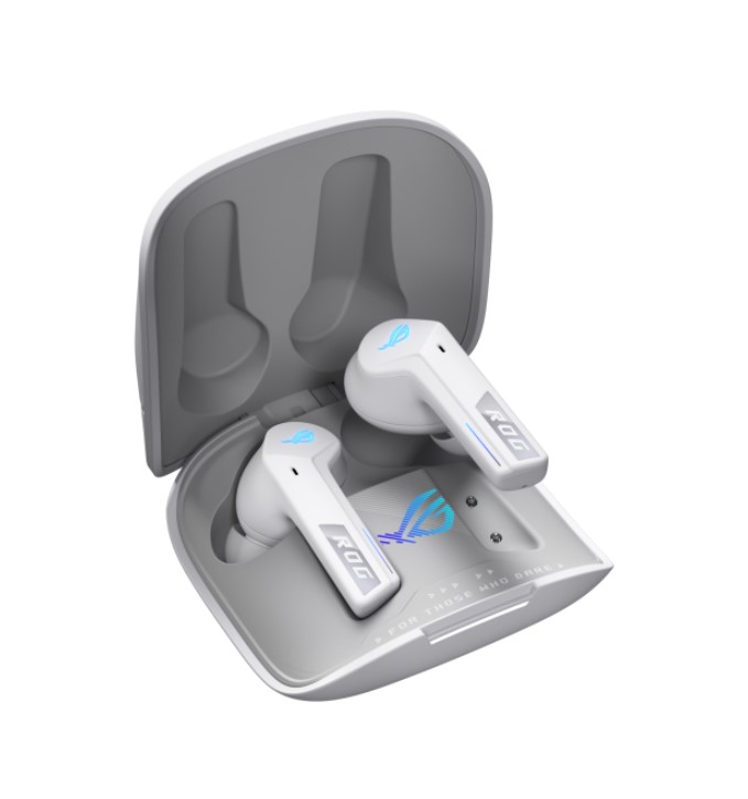 ASUS ROG Cetra True Wireless SpeedNova White - Dual-Mode Bluetooth & 2.4 GHz Gaming Earbuds with Bone-Conduction AI Mics, Adaptive ANC, 46-Hour Battery & RGB Lighting