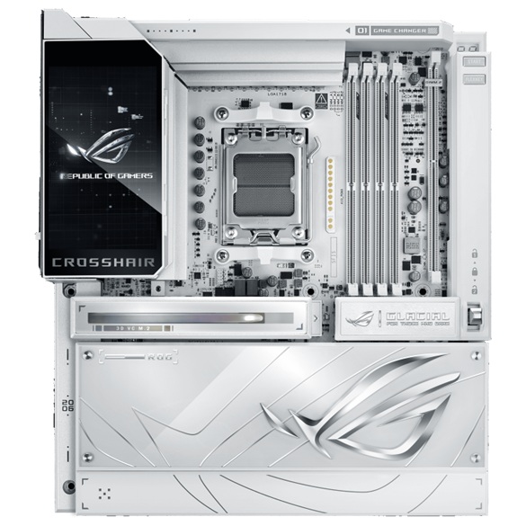 ASUS ROG Crosshair X870E Glacial E-ATX AM5 Motherboard DDR5 256GB PCIe 5.0 Wi-Fi 7 Dual 10GbE USB4