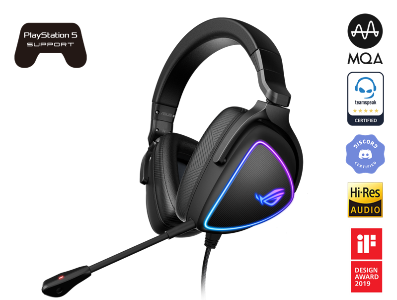 ASUS ROG DELTA S USB-C Gaming Headset with ESS 9281 Quad DAC, AI Noise-Canceling Mic, RGB Lighting, Compatible with PC, PS5 & Switch