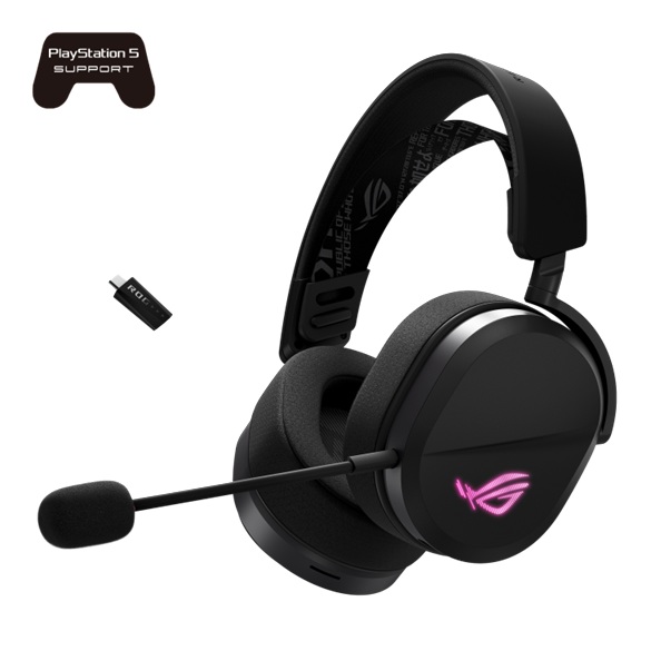 ASUS ROG Pelta Wireless Gaming Headset with Tri-Mode (Bluetooth / 2.4 GHz ROG SpeedNova / USB-C), 50 mm Titanium Drivers, Detachable Mic — Up to 90H Battery — Black
