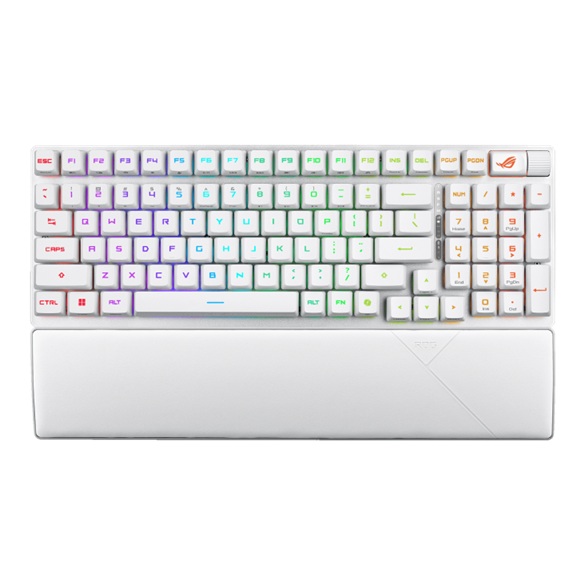 ASUS ROG Strix Scope II 96 RX Wireless Mechanical Gaming Keyboard - White, Tri-Mode USB-C, Bluetooth 5.1, 2.4GHz, Per-Key RGB, 8000Hz Polling Rate, NKRO, Aura Sync