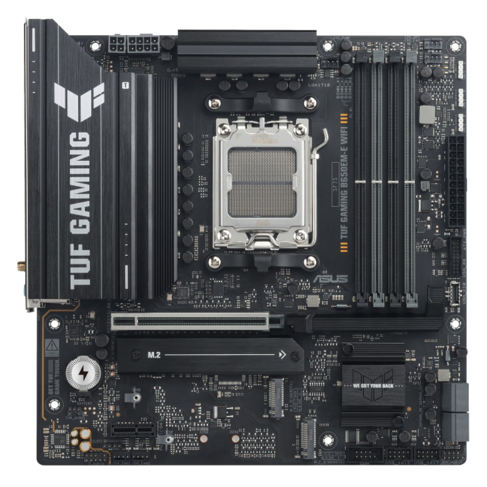 ASUS TUF GAMING B650EM-E WIFI Micro-ATX Motherboard AM5 DDR5 PCIe 5.0 3x M.2 2.5Gb Ethernet Wi-Fi 6E