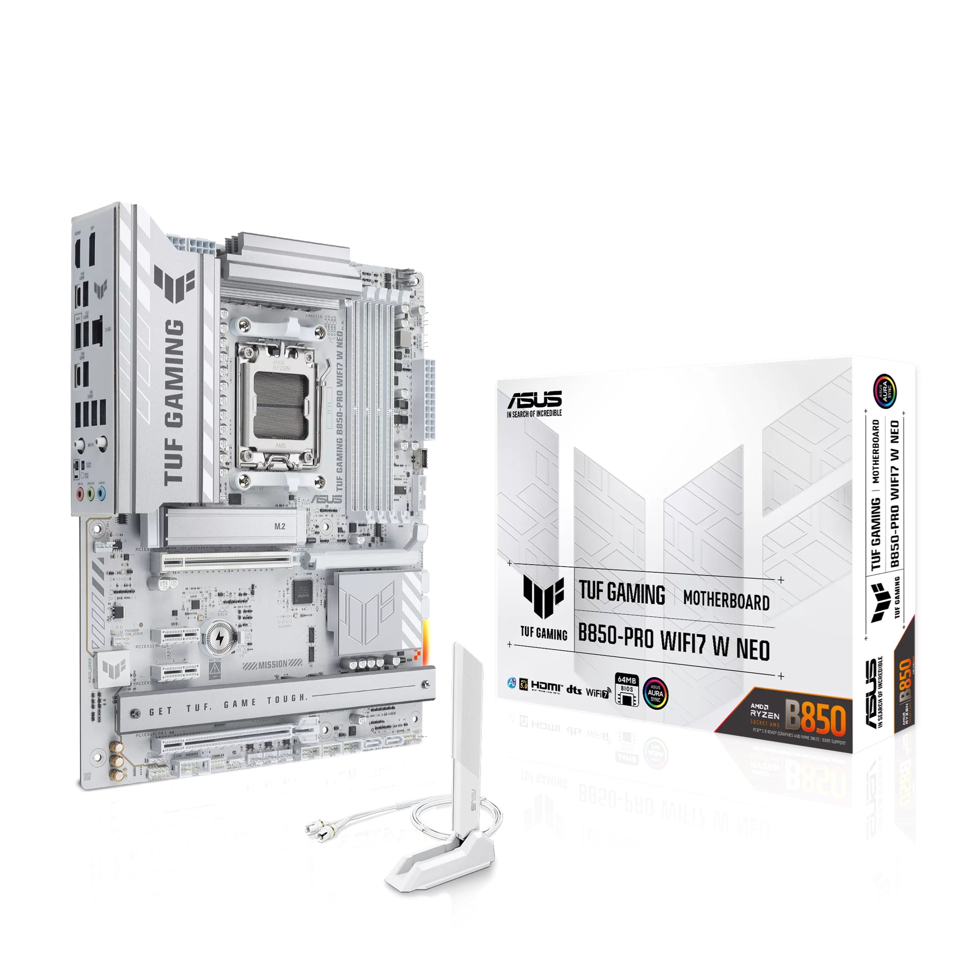 ASUS TUF GAMING B850-PRO WIFI7 W NEO AM5 Motherboard, DDR5 256GB, PCIe 5.0 x16, WiFi 7, 2.5GbE, USB 20Gbps, HDMI 2.1, DP 1.4