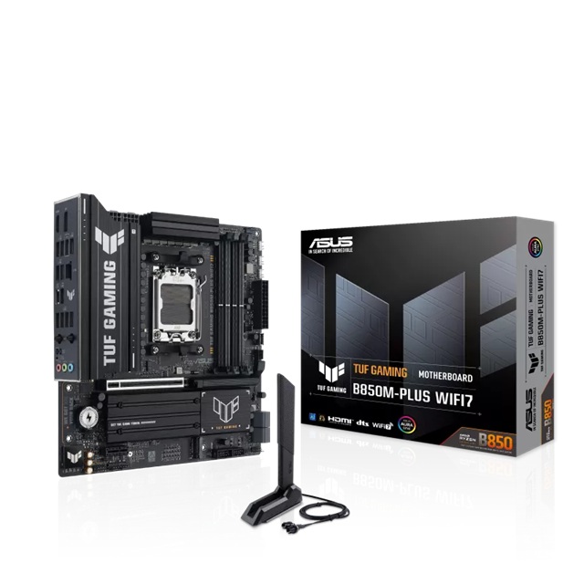 ASUS TUF GAMING B850M-PLUS WIFI7 AM5 Micro-ATX Motherboard DDR5 8000+MT/s PCIe 5.0 M.2x3 WiFi7 BT5.4 2.5GbE USB20G DP HDMI 3yr Warranty