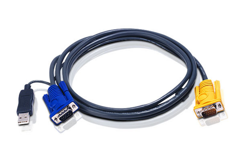 ATEN 1.8m USB KVM Cable with 3-in-1 SPHD to VGA & USB, Built-in PS/2 to USB Converter, Compatible with ATEN KVM Switches