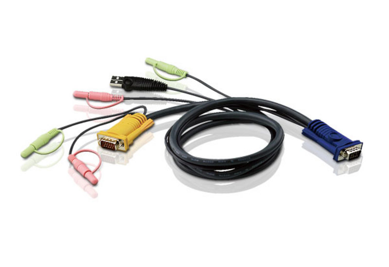 ATEN 1.8m USB KVM Cable with VGA, USB & Audio to 3-in-1 SPHD Connector Compatible with CS173x, CS175x Series Switches