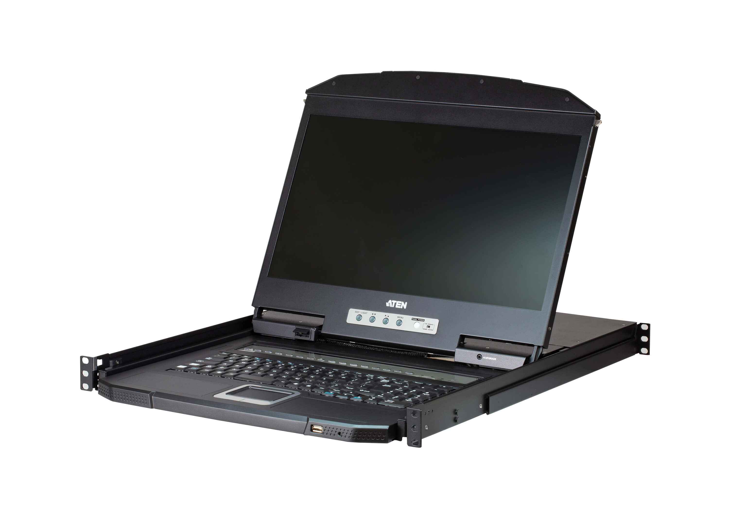 ATEN CL3108NX 8-Port USB/PS2 VGA LCD KVM Switch with 18.5" 1366x768 Widescreen Display and Short Depth 1U Rackmount Design