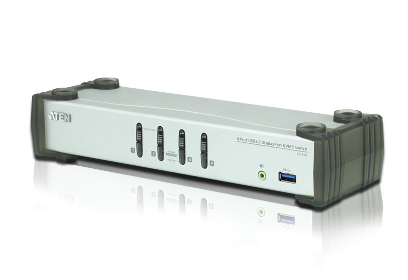 ATEN CS1914 4-Port USB 3.0 DisplayPort KVMP™ Switch with 4K UHD Support, Audio, USB Hub & Front Panel Selection