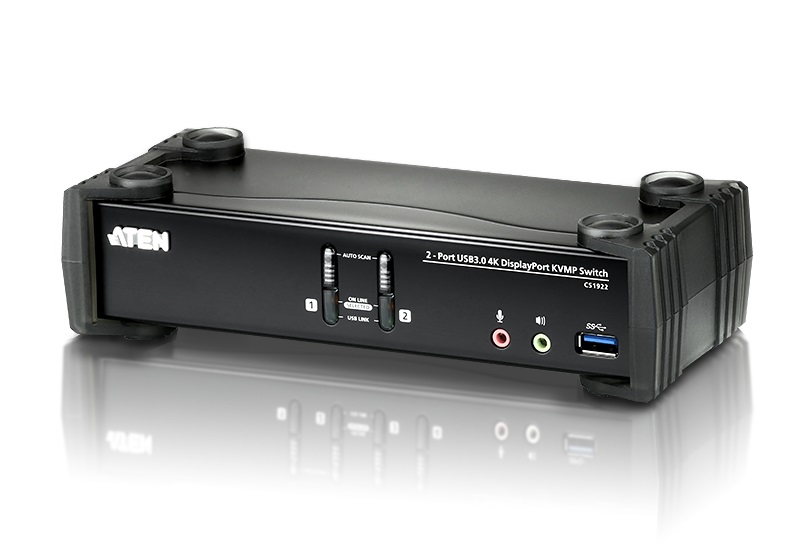 ATEN CS1922 2-Port USB 3.1 Gen 1 4K DisplayPort KVMP™ Switch with Audio and Front Panel Control