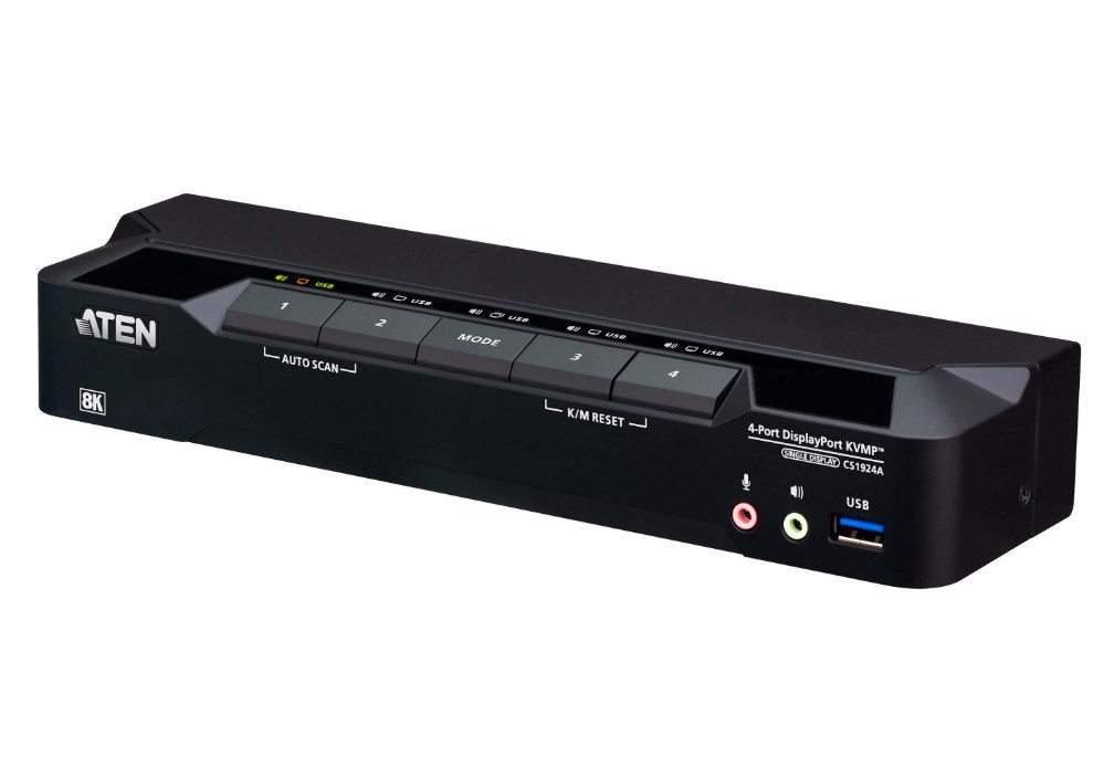 ATEN CS1924A 4-Port USB 3.0 8K DisplayPort KVMP Switch with Remote Control & Audio I/O