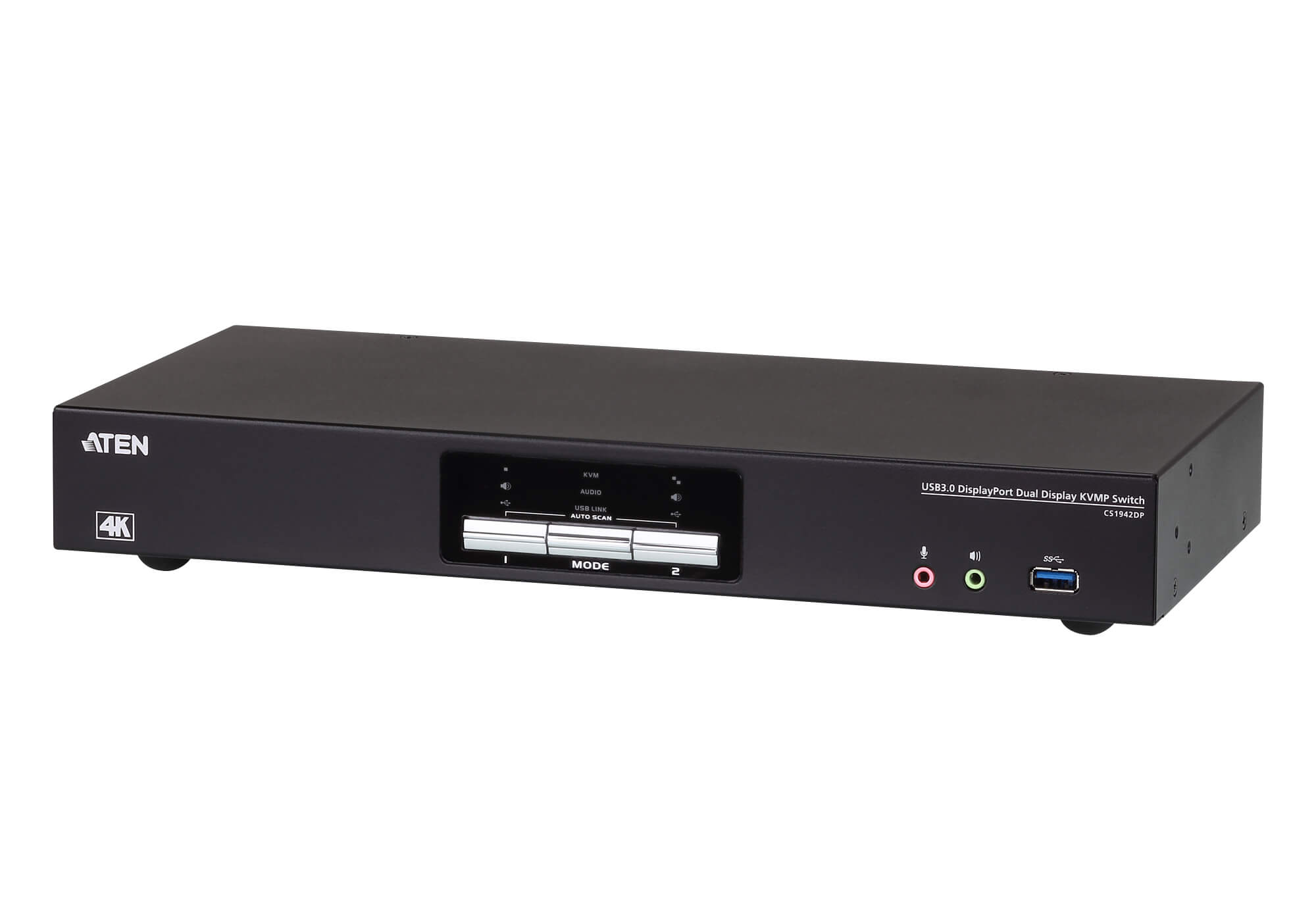 ATEN CS1942DP 2-Port USB 3.0 KVMP Switch with Dual 4K DisplayPort and Audio Support, Front Panel Control, Cables Included