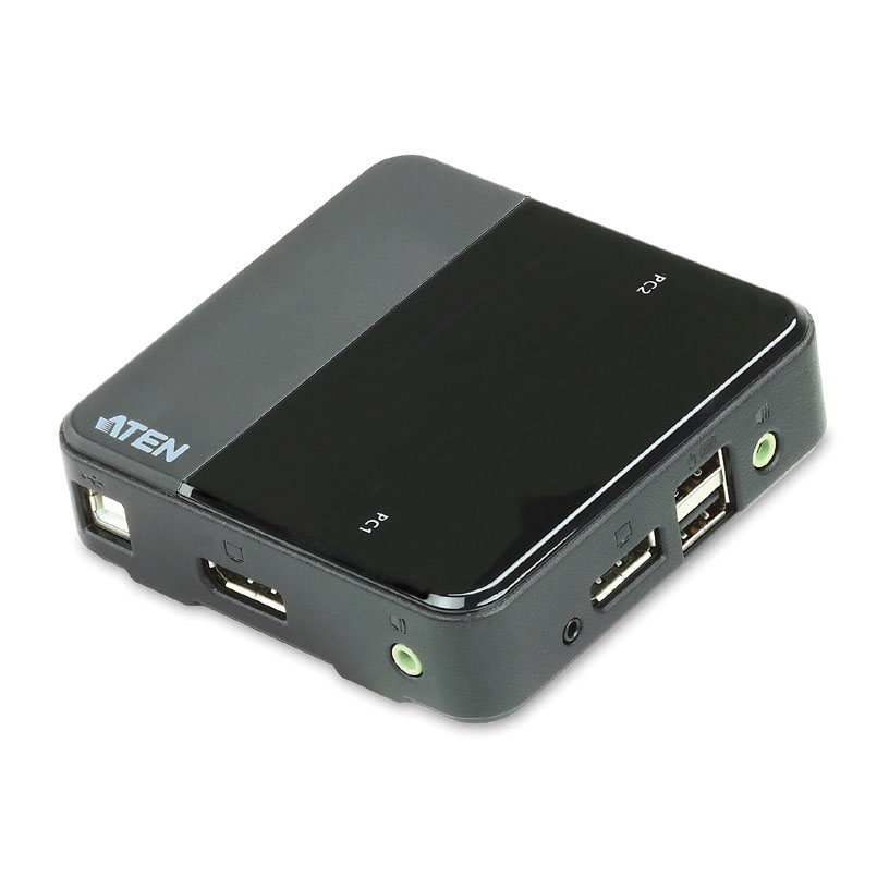 ATEN CS782DP 2-Port USB DisplayPort KVM Switch 4K UHD 60Hz with Audio Support, Remote Port Selector & Cables Included