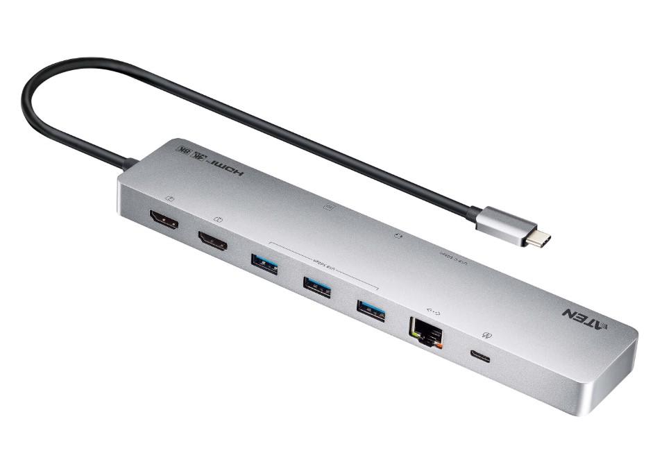 ATEN UH3240 11-in-1 USB-C Multiport Dock with 2x HDMI, 2x USB-C, 3x USB-A, SD/MicroSD, Gigabit Ethernet & 100W Power Delivery