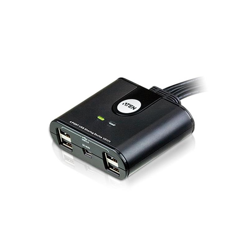 ATEN US424 4x4 USB 2.0 Peripheral Sharing Switch with Remote Port Selector & Hot-Plug Support
