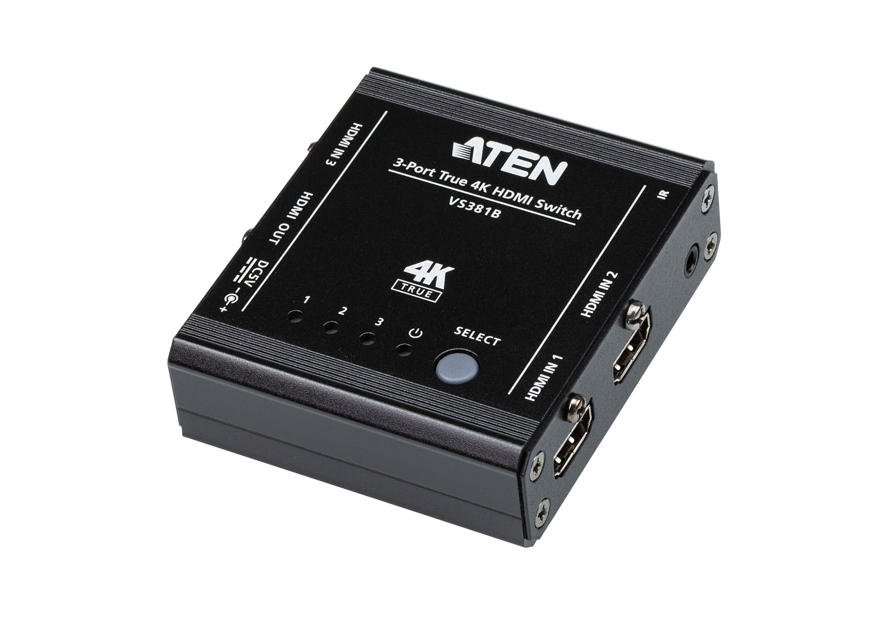 ATEN VS381B 3-Port True 4K HDMI Switch with Auto Switching, HDR10+, Dolby Vision, 7.1 Audio Support