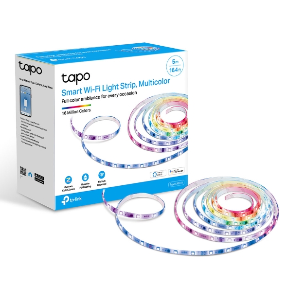 TP-Link Tapo L920-5 5m Smart Wi-Fi Multicolor LED Light Strip with 50 Color Zones, PU Protective Coating, Voice Control & No Hub Required
