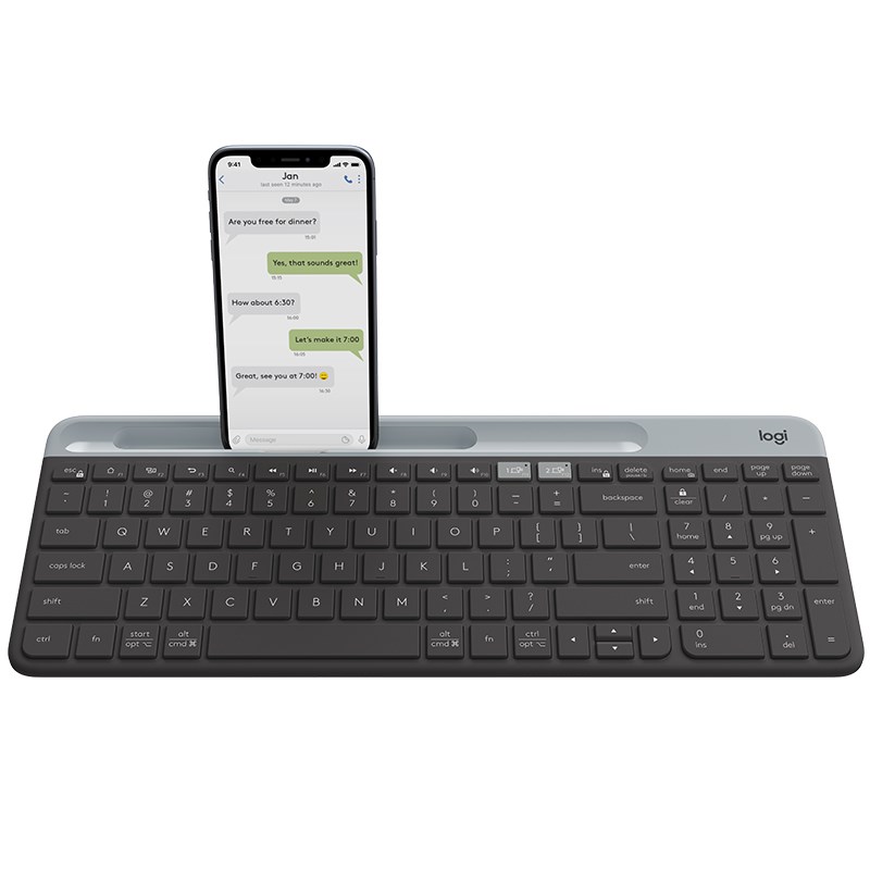 Logitech K580 Slim Multi-Device Wireless Keyboard - Bluetooth & USB, Easy-Switch, 18 Month Battery Life, Graphite