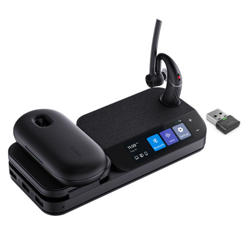 Yealink BH71 Workstation Pro Bluetooth Wireless Mono Headset with 4-Mic Noise Cancellation, 10H Talk Time, Qi Wireless Charging & UC Workstation Support