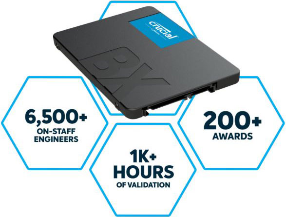 Crucial BX500 1TB 3D NAND SATA 2.5-Inch SSD 540/500 MB/s, 7mm Slim, 3-Year Warranty, Acronis True Image Included