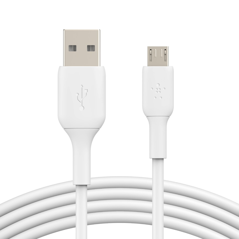 Belkin BoostCharge 1m Micro-USB to USB-A Cable, 7.5W Charging, 480Mbps Data Transfer, Durable 25K+ Bend, USB-IF Certified, White