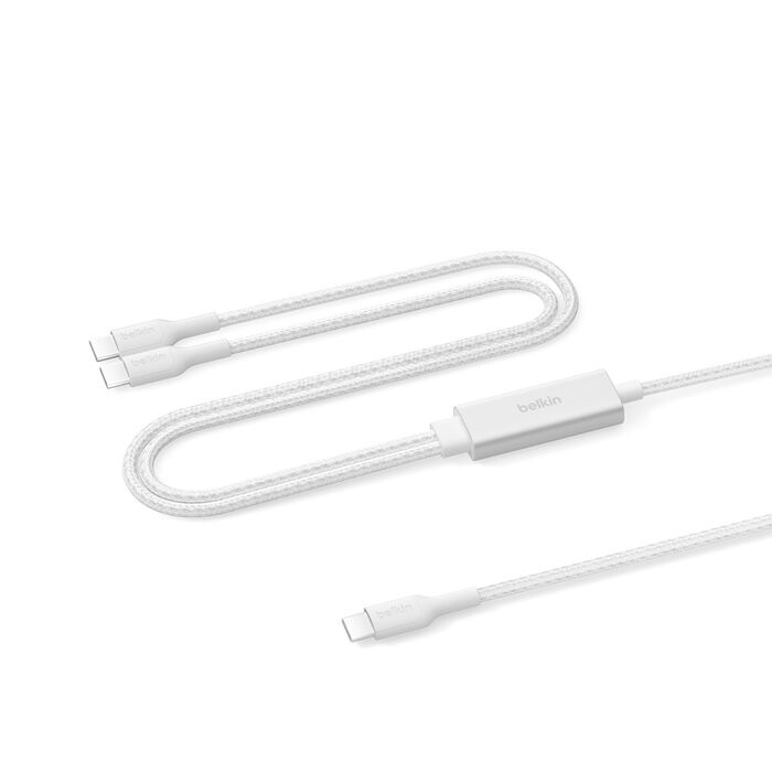 Belkin BoostCharge Pro Braided USB-C to Dual USB-C Cable 140W 1.5m - Durable, Fast Charging Cable with Smart Power Sharing & 480Mbps Data Transfer