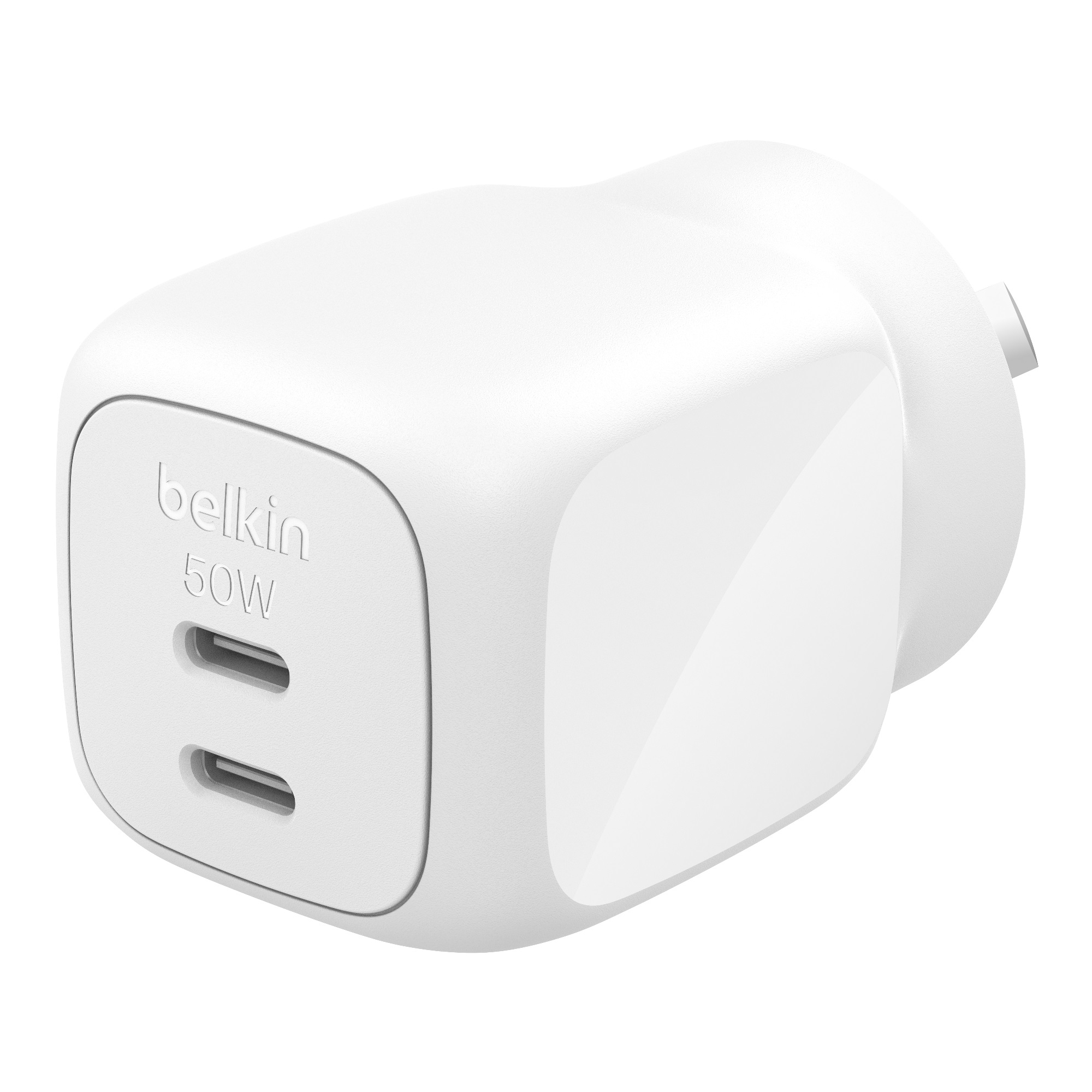 Belkin BoostCharge Pro Dual USB-C GaN Wall Charger 50W - Compact, Fast, Travel-Ready Charger with Dual Ports