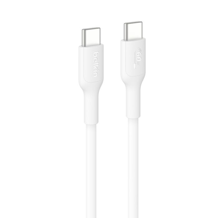 Belkin BoostCharge USB-C to USB-C Cable 1M White – 60W Fast Charging, 480Mbps Data, Durable PCR Material, USB-IF Certified, 2-Year Warranty
