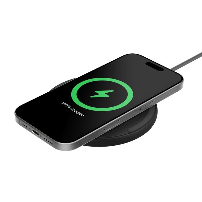 Belkin BoostCharge Wireless Charging Pad with 15W Fast Charging & 1.5m USB-C Cable - Black, Qi Certified, LED Indicator, Case-Friendly, 2-Year Warranty