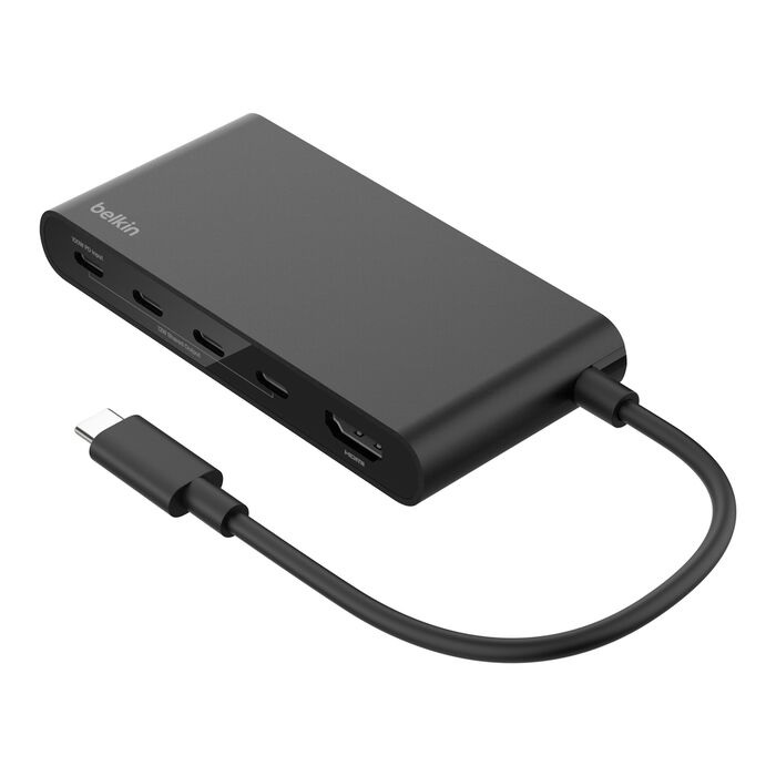 Belkin Connect 5-Port USB-C Hub with 4K HDMI, 100W Power Delivery, 10Gbps Data Transfer, Fire-Resistant, Tethered Cable - AVC021fqBK